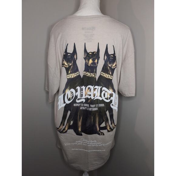 RGSTR doberman loyalty tan cream graphic tee xl - Picture 1 of 7